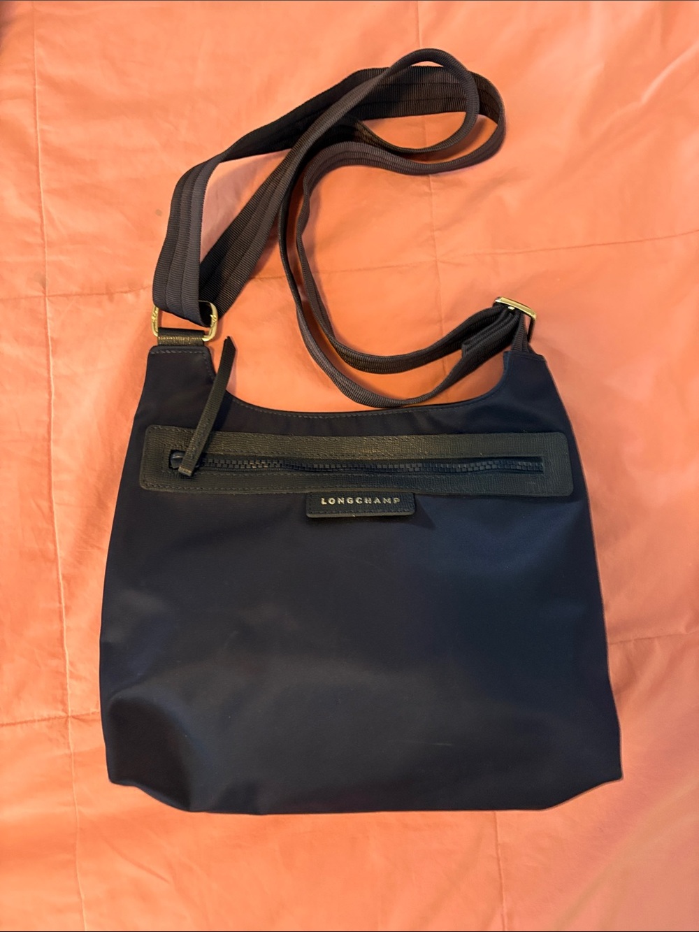 Longchamp navy adjustable purse tote crossbody
